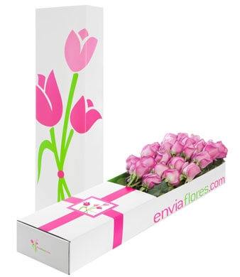 24 Rosas Lila en Caja Premium