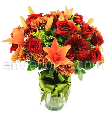 Combinado Otoñal con Lilies en Jarrón
