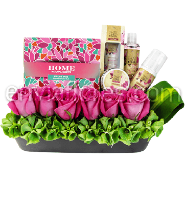 Kit Exotic Flower con Jardín de 6 Rosas Rosa Intenso