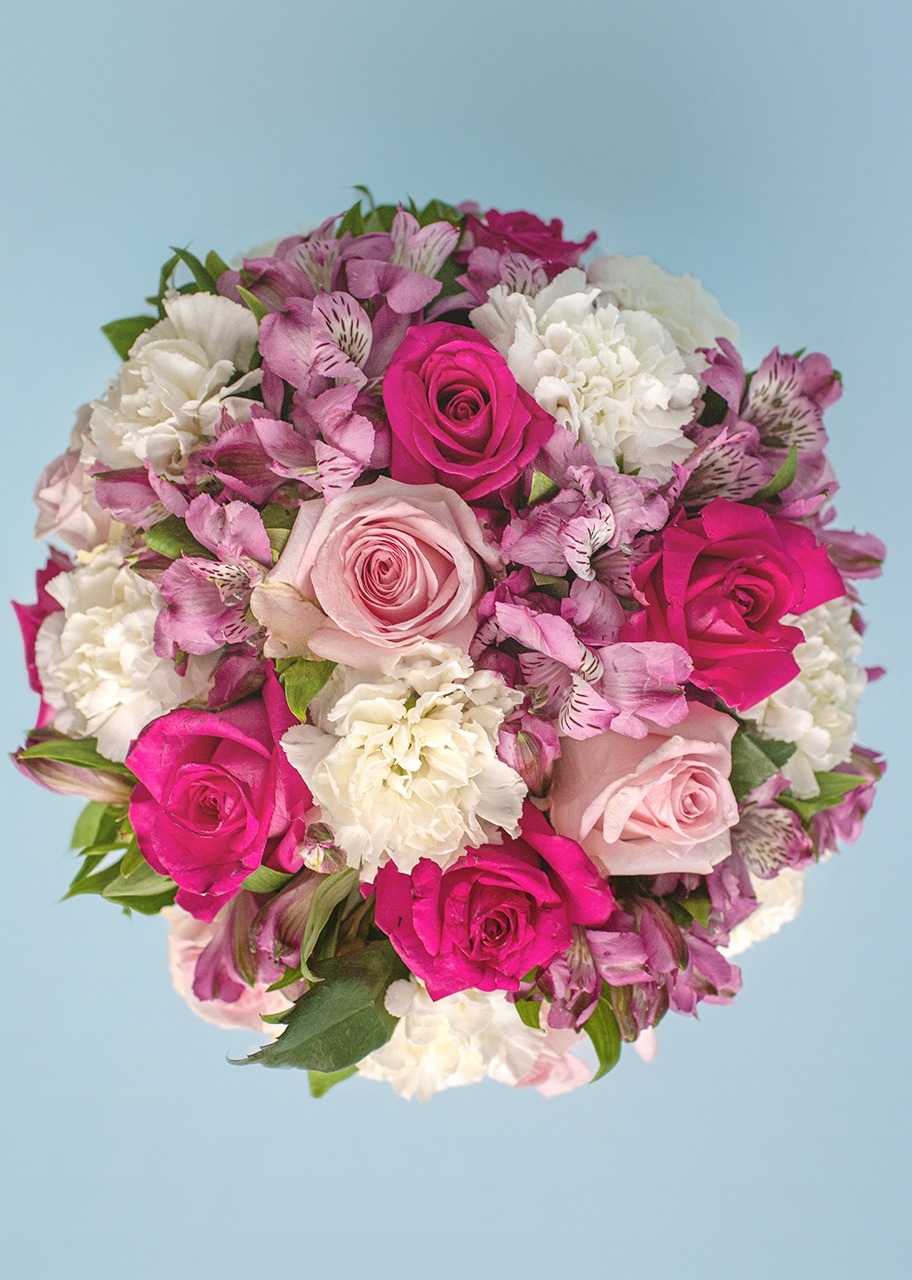 12 Rosas rosas y claveles en caja