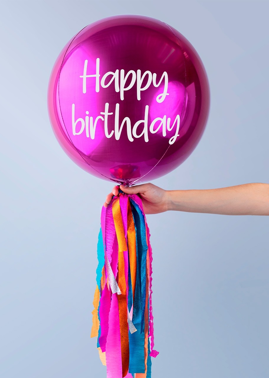 Imagen para Globo Esfera Magenta "Happy Birthday" y Bollos Magnolias - 4