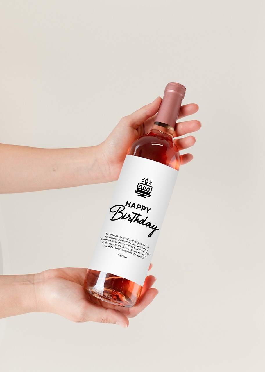 Imagen para Personaliza Vino Beringer con etiqueta "Happy birthday" - 2