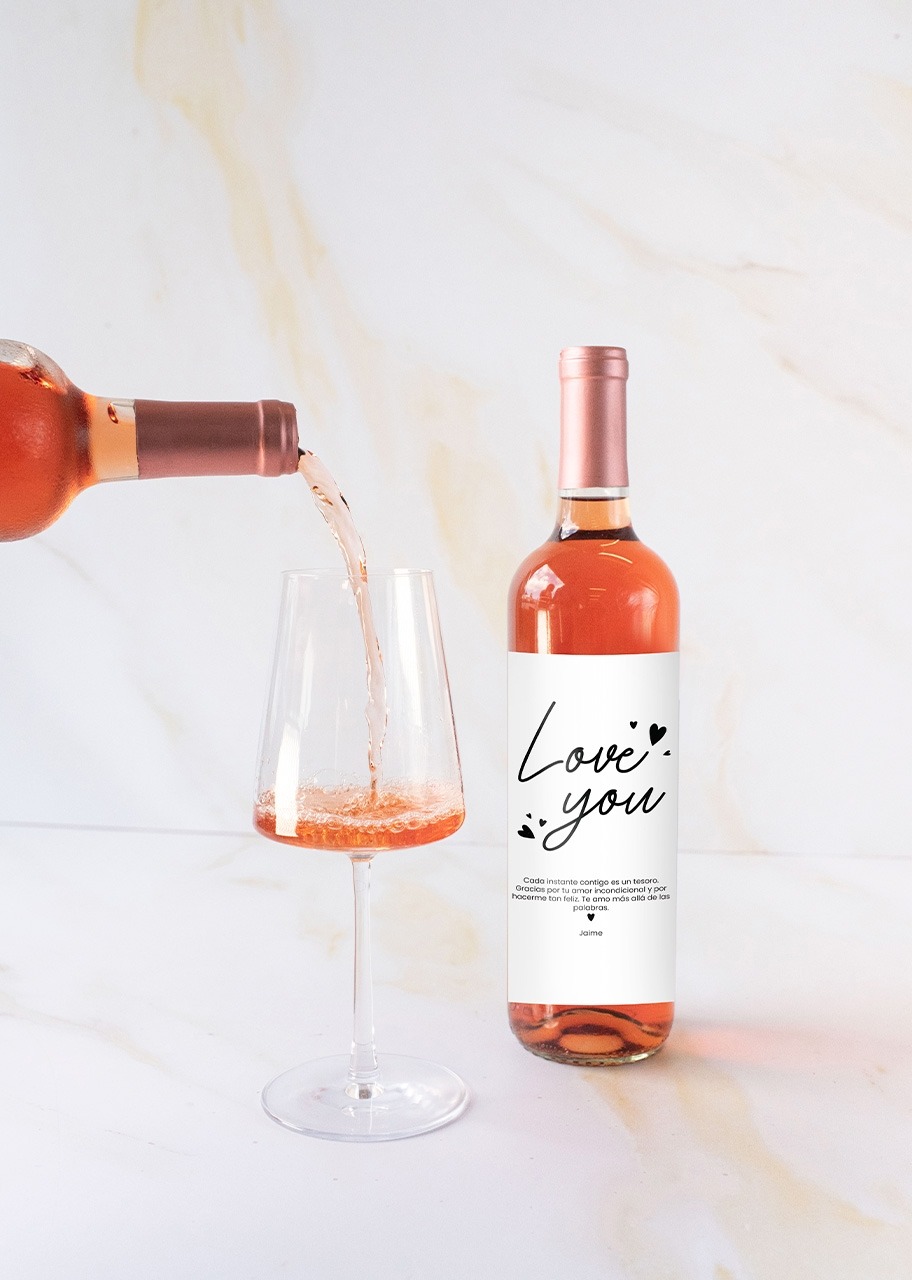 Imagen para Personaliza Vino Beringer con etiqueta "Love you" - 3
