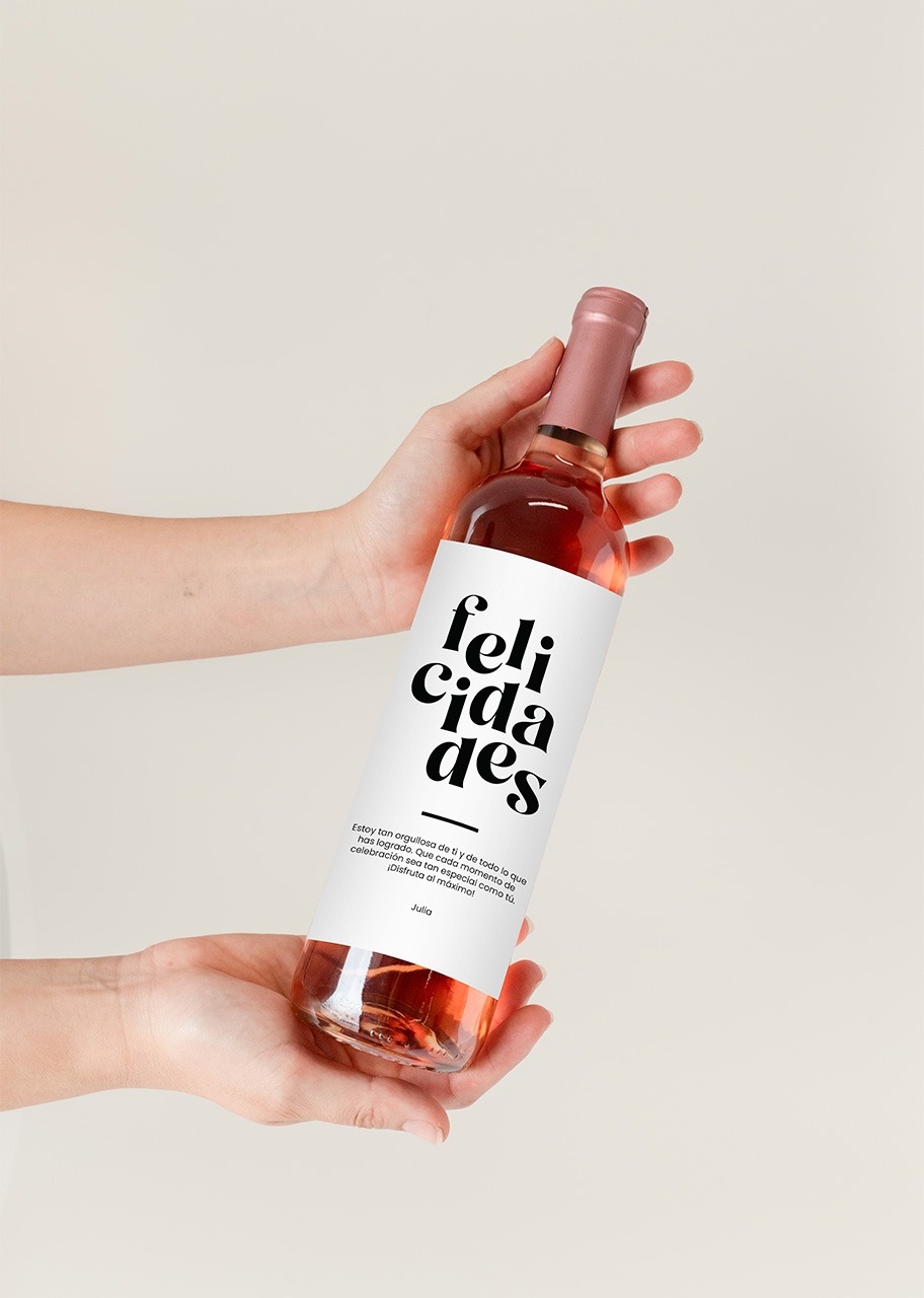 Imagen para Personaliza Vino Beringer con etiqueta "Felicidades" - 2