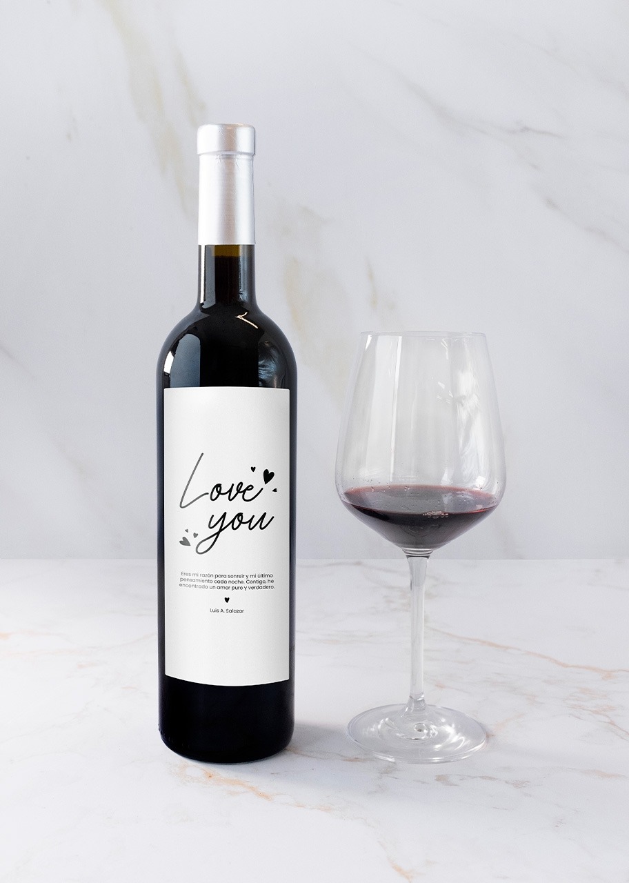 Imagen para Personaliza Vino 3V con etiqueta "Love you"	 - 2