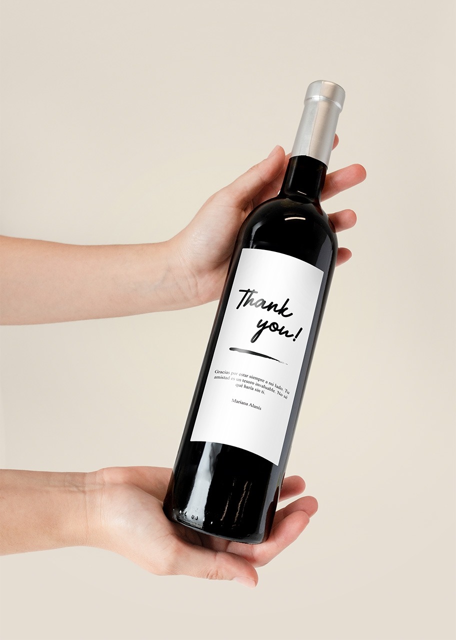 Imagen para Personaliza Vino 3V con Etiqueta "Thank you" - 3