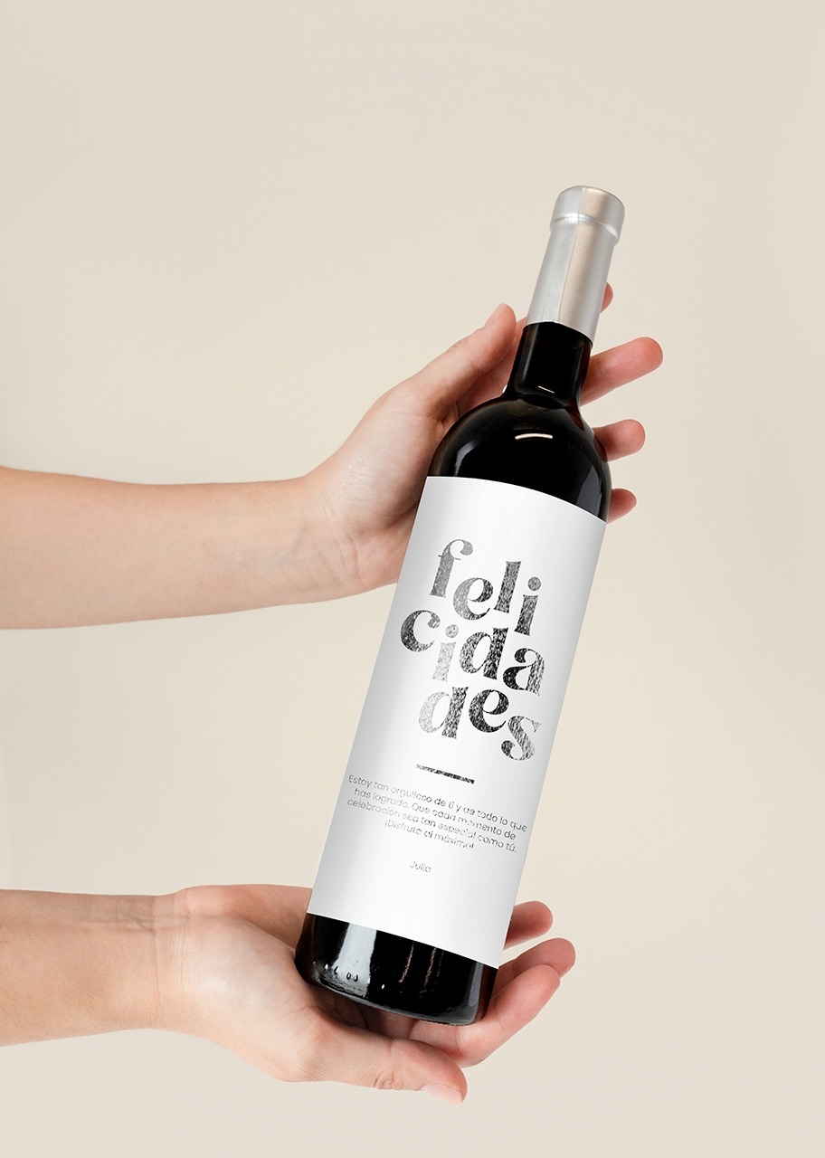 Imagen para Personaliza Vino 3V con etiqueta"Felicidades" - 2