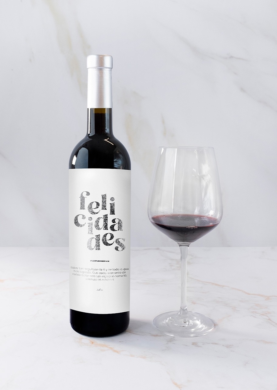 Imagen para Personaliza Vino 3V con etiqueta"Felicidades" - 3