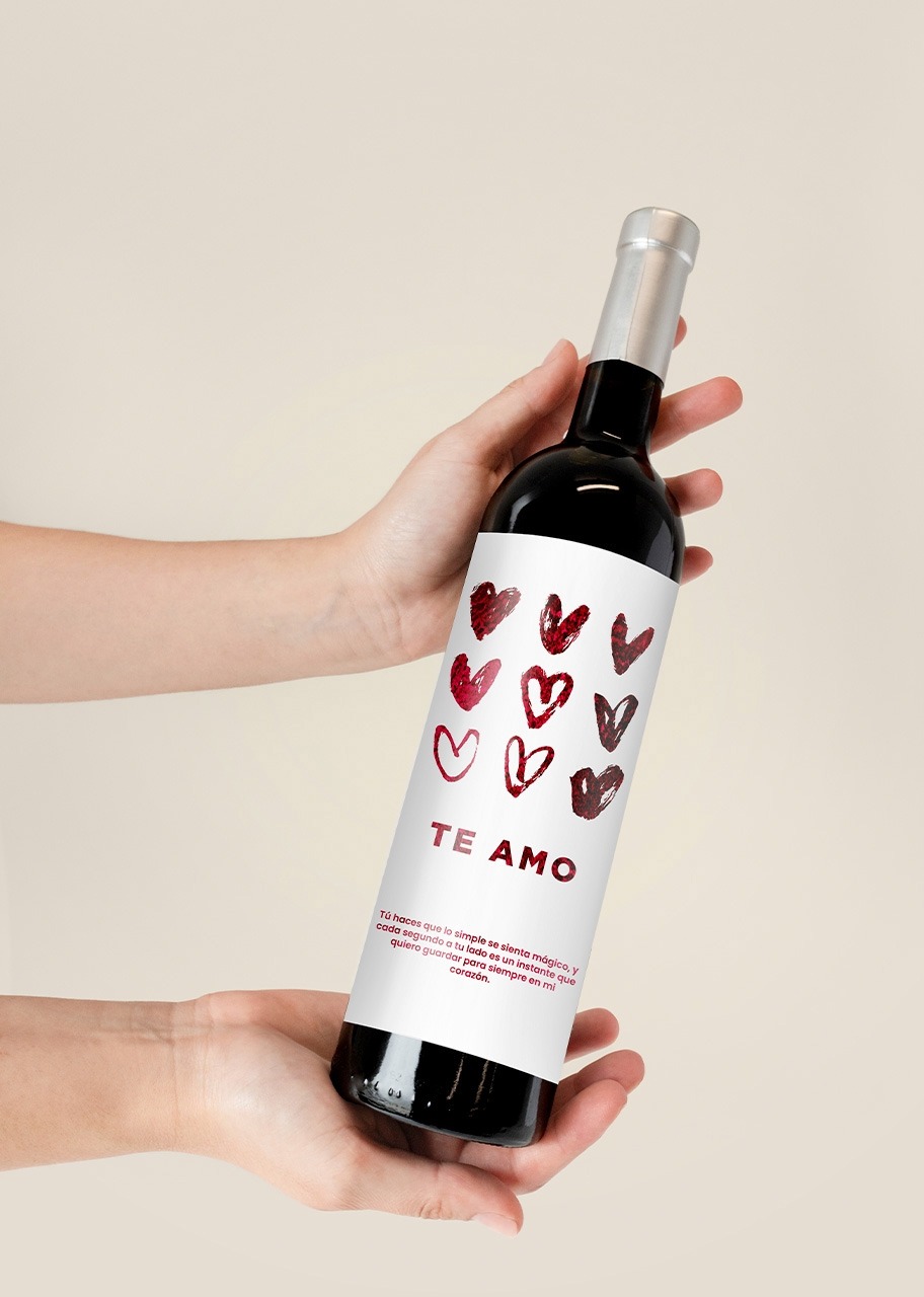 Imagen para Personaliza Vino 3V "Te amo" con 12 rosas rojas - 3