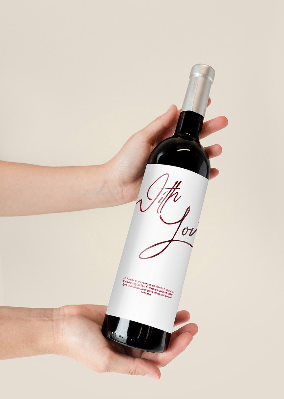 Imagen para Personaliza Vino 3V "With love" con 12 rojas rojas - 3