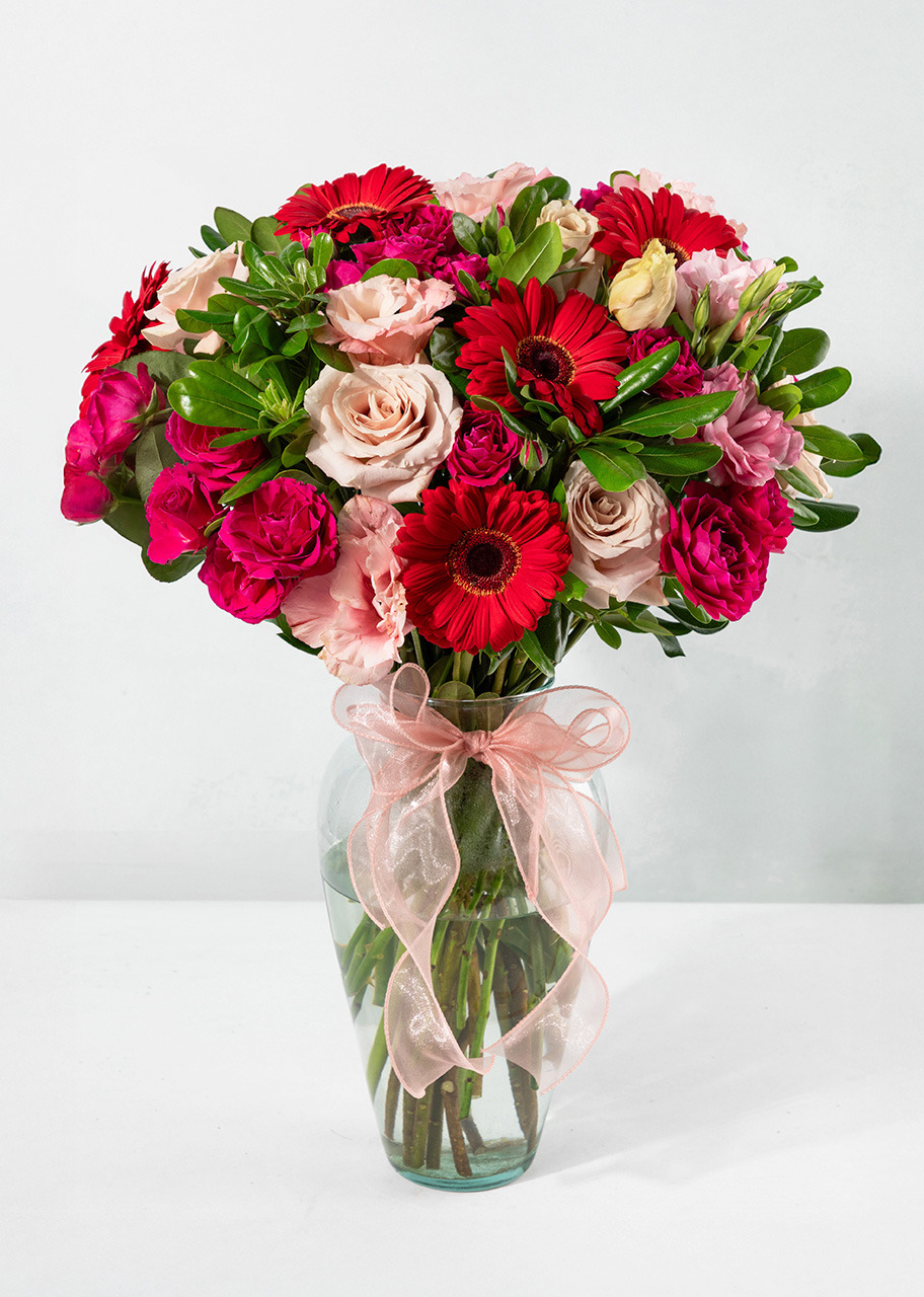 Imagen para Arreglo de Gerberas Rojas y Lisianthus - 1