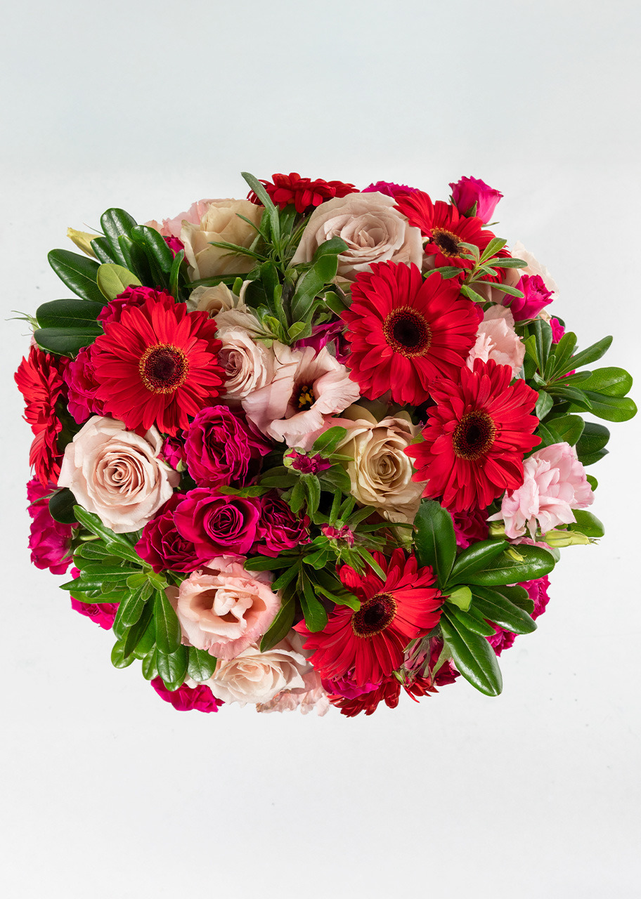 Imagen para Arreglo de Gerberas Rojas y Lisianthus - 4