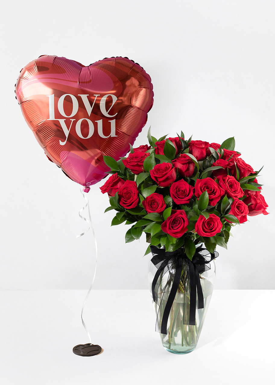 Imagen para 24 Rosas Rojas con Globo "Love You" - 1