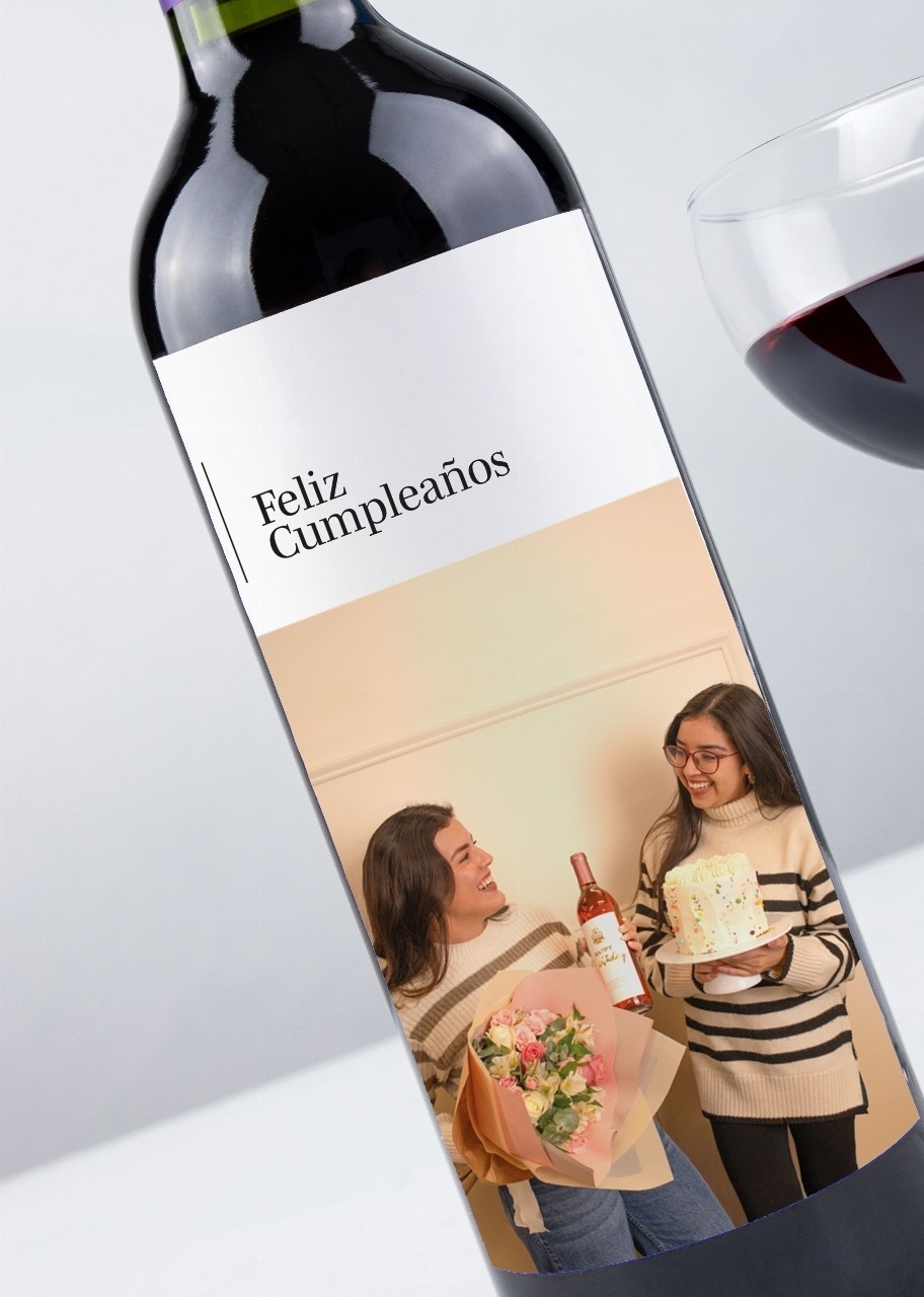 Imagen para Personaliza Vino tinto con foto y botanas - 2