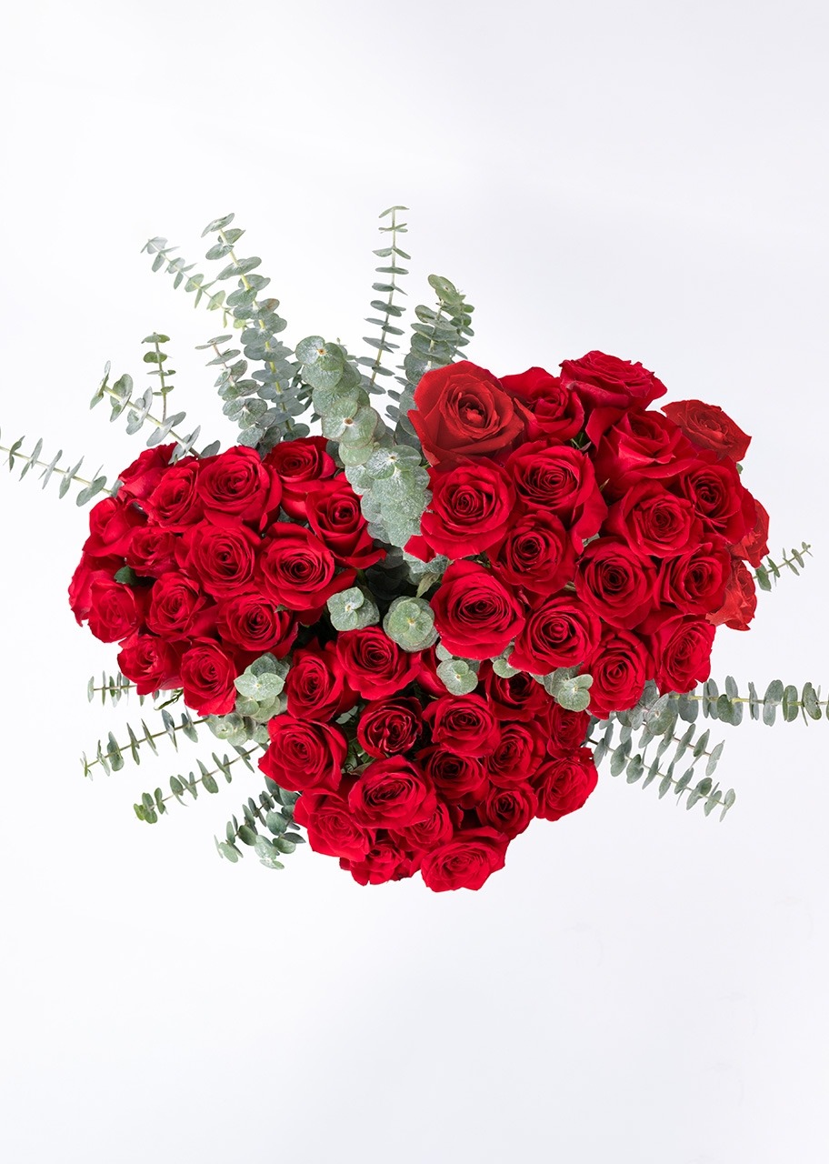 Imagen para 50 rosas rojas en jarrón negro - 4