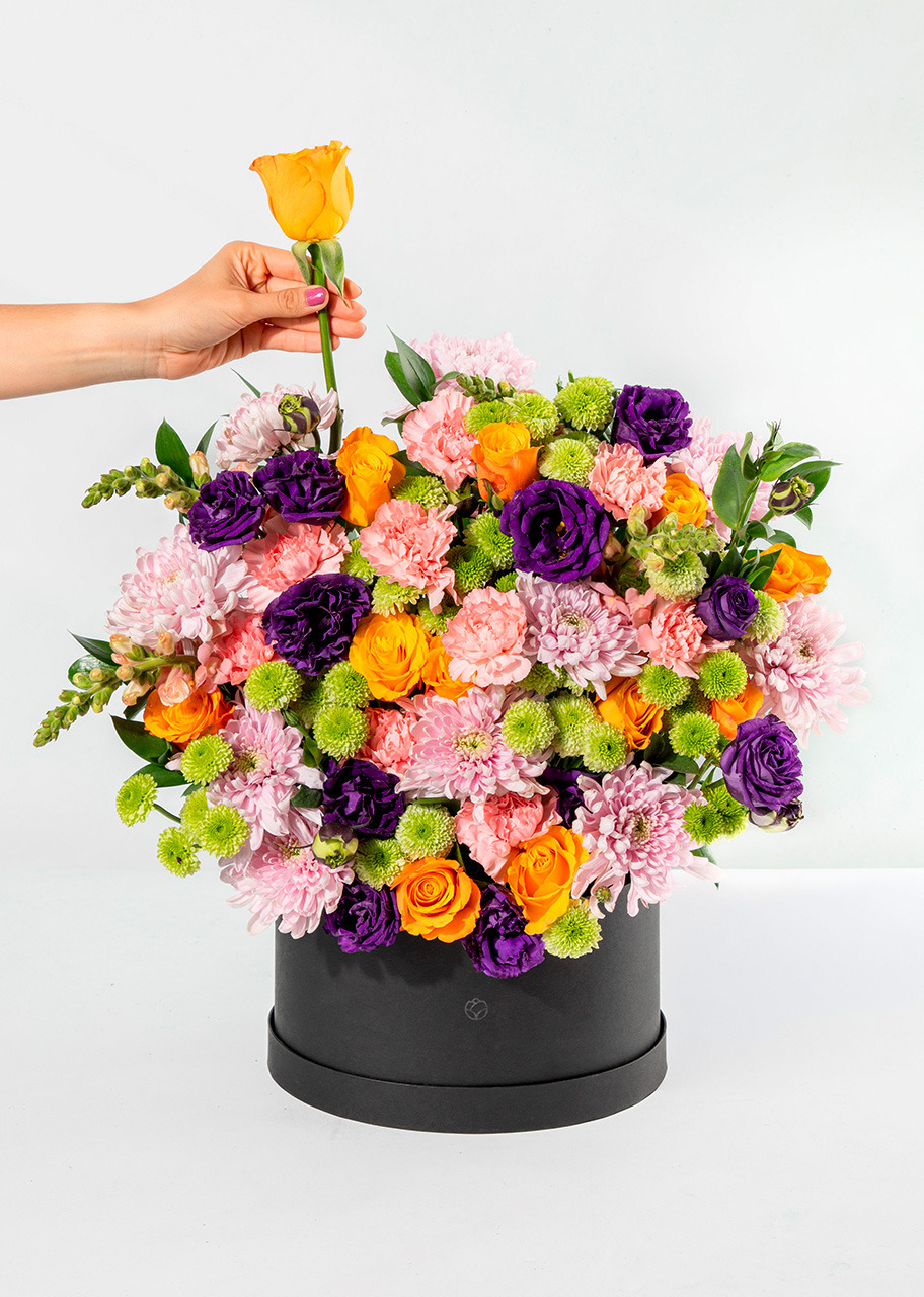 Imagen para Arreglo de Rosas Naranjas y Lisianthus con Mini Foto - 2