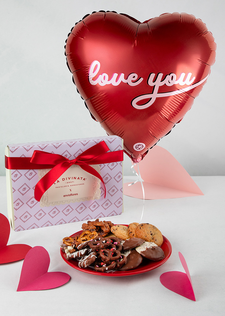 Imagen para Caja de Botanas La Divinata y Globo Love You - 1