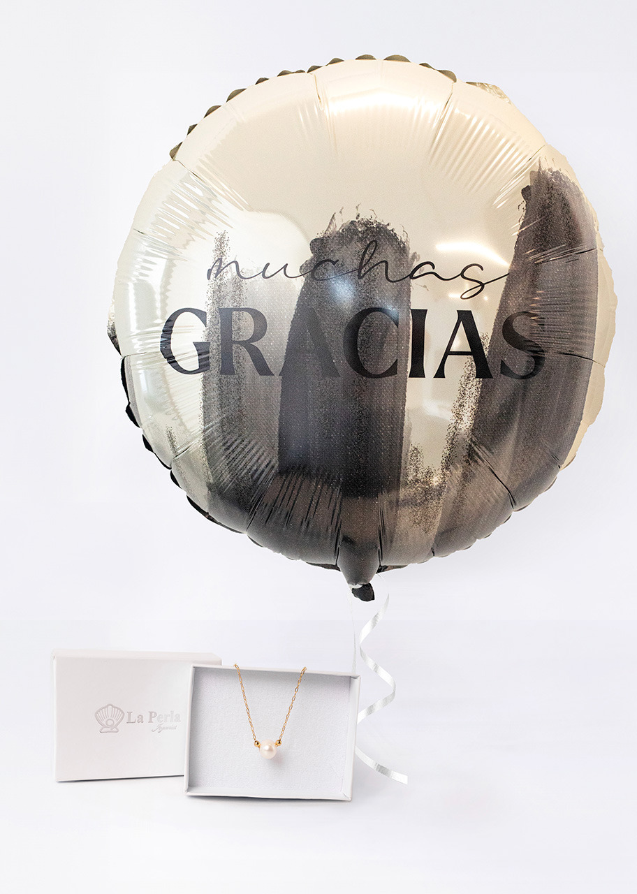 Imagen para Collar Perla Cultivada La Perla y Globo "Muchas Gracias" - 1