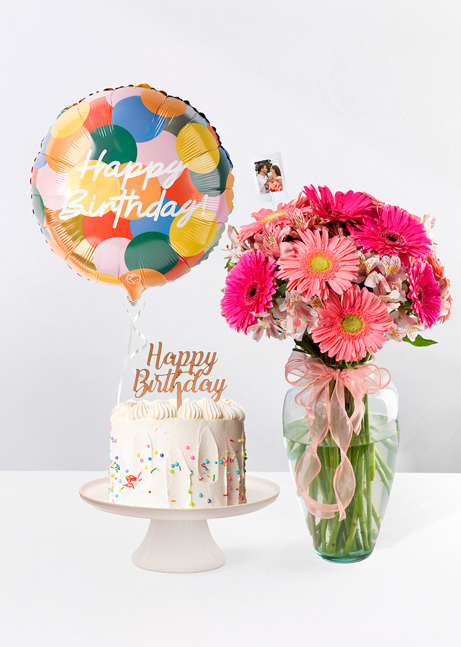 Imagen para Kit Cumpleañero Gerberas con Pastel Vainilla Florence - 1