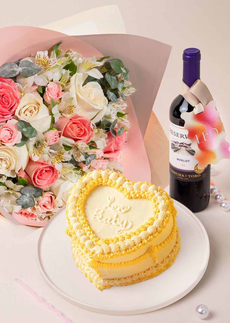Imagen para Kit Leo con Pastel, Flor y Vino - 1