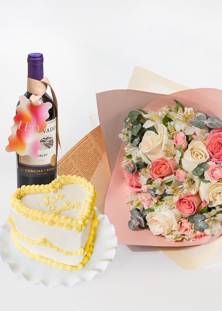 Imagen para Kit Leo con Pastel, Flor y Vino - 1