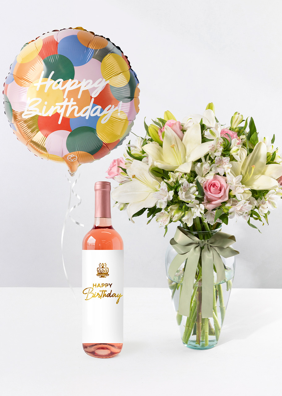 Imagen para Kit cumpleañero con Vino Rosado Personalizado - 1