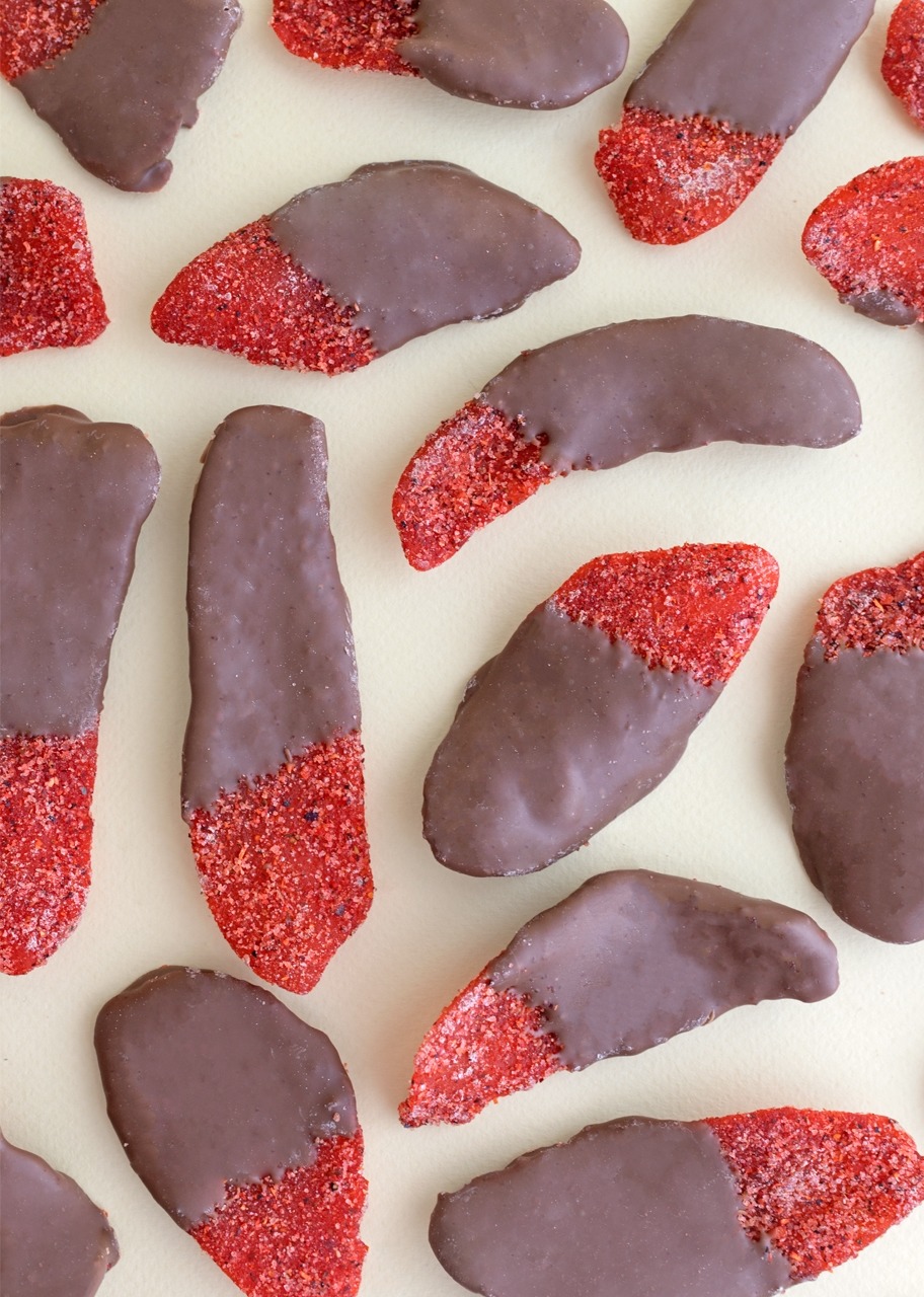 Mangos enchilados con chocolate