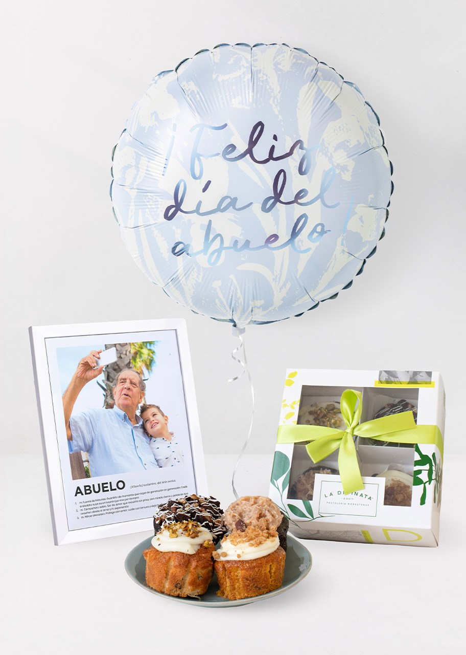 Imagen para Muffins Divinata con Globo y Marco Personalizado Abuelo - 1