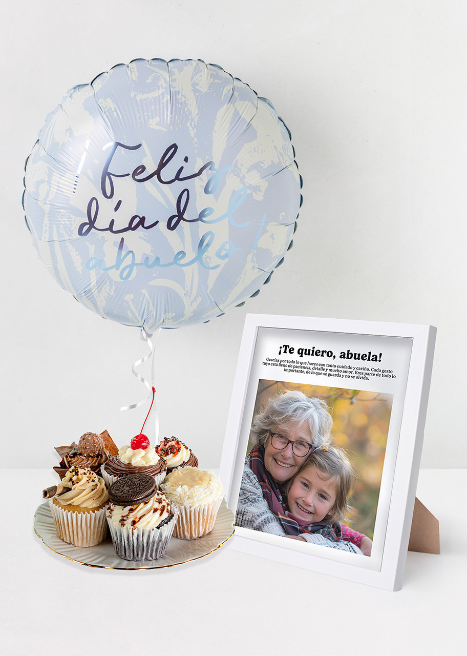 Imagen para Muffins Magnolias con Globo y Marco Personalizado Abuela - 1