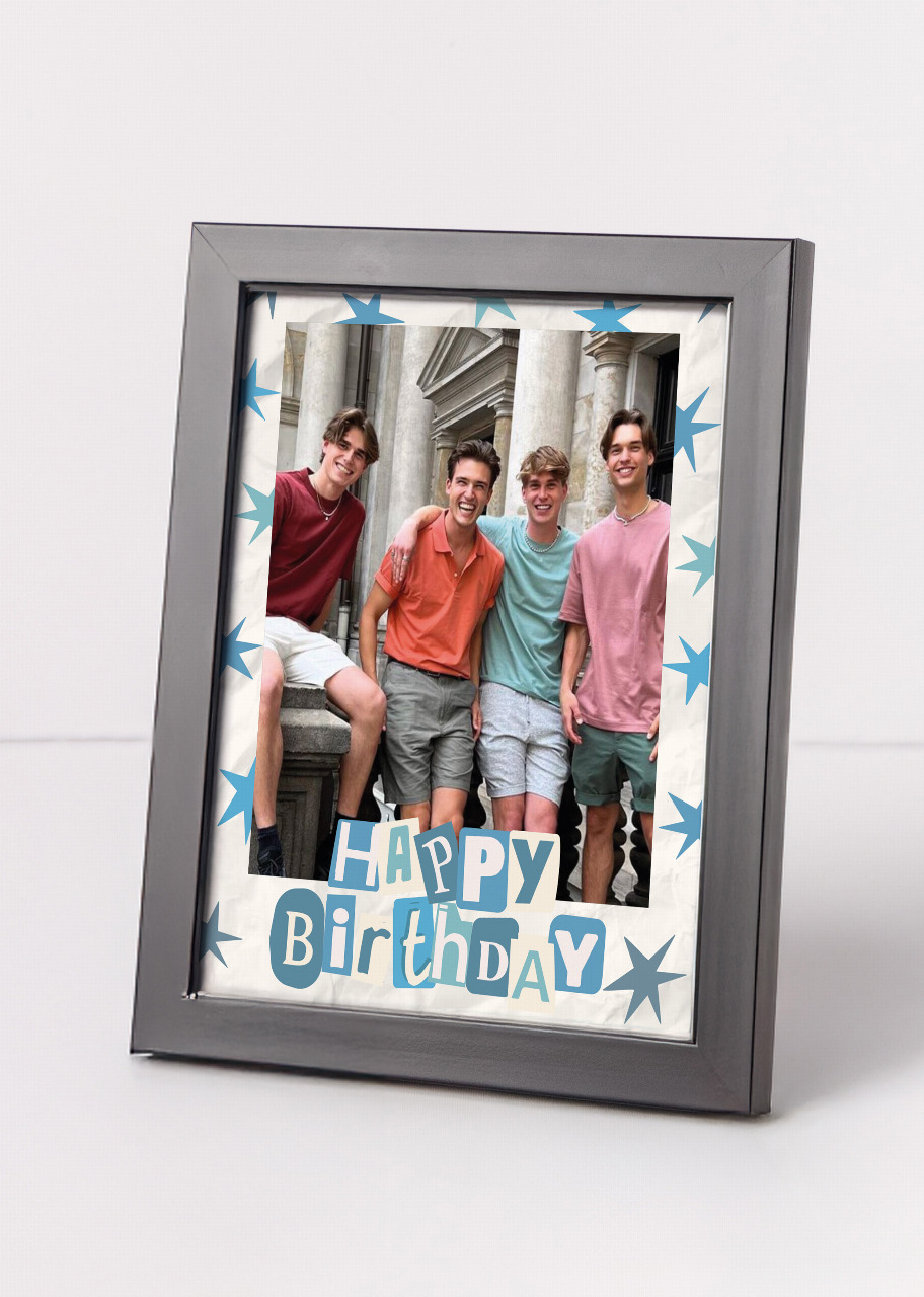 Imagen para Personaliza Marco Grande Negro "Blue Star Collage" - 1
