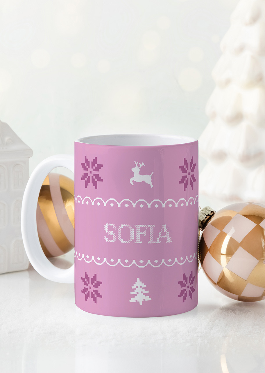 Imagen para Personaliza Taza Diseño "Ugly Sweater (Rosa)" 15oz - 1