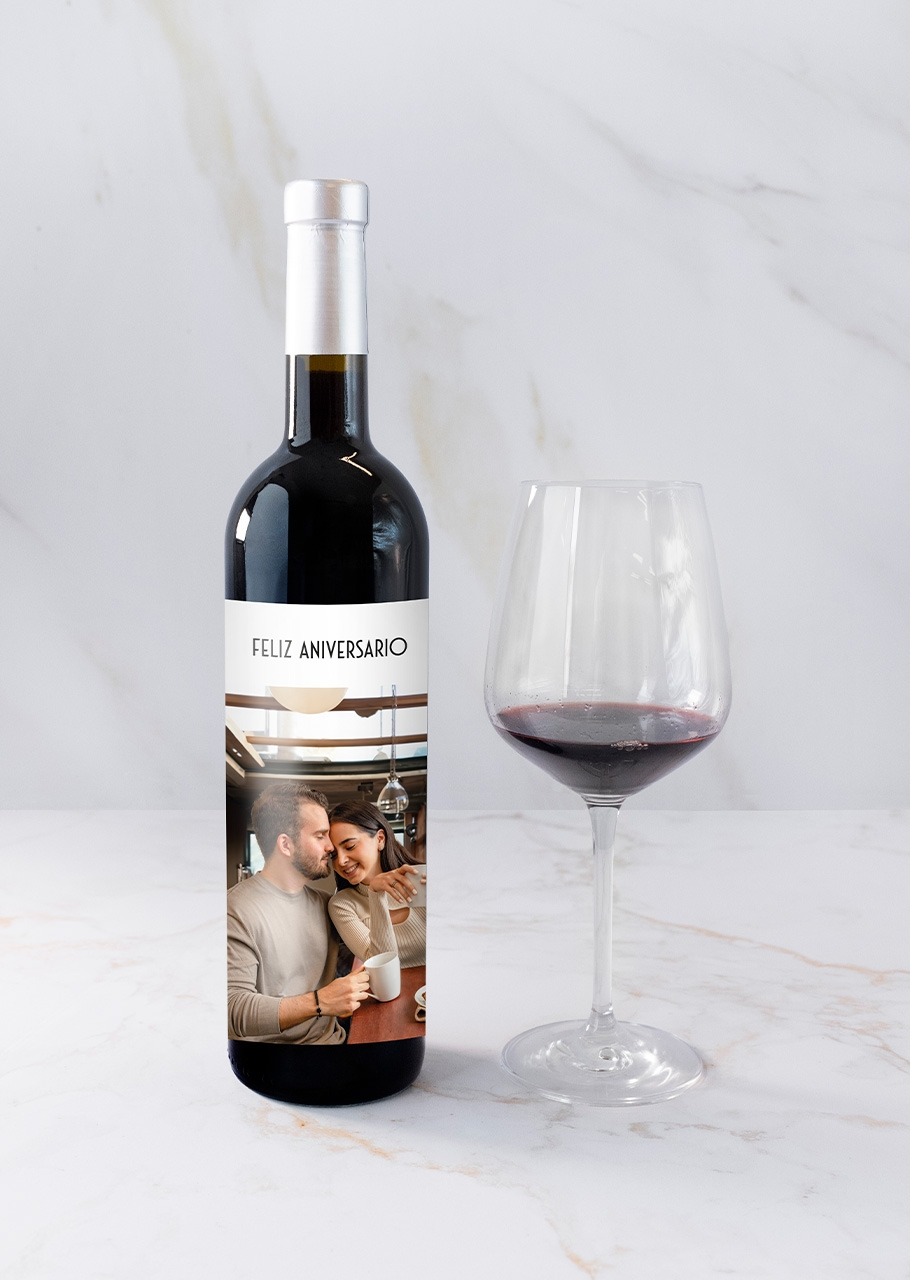 Imagen para Personaliza Vino 3V "Feliz aniversario" con foto - 3