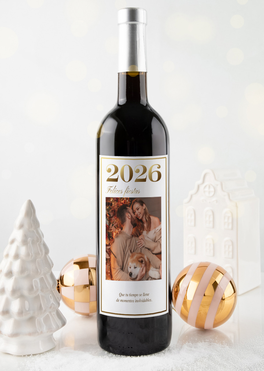 Imagen para Personaliza Vino 3V con etiqueta "Felices Fiestas 2026" - 1