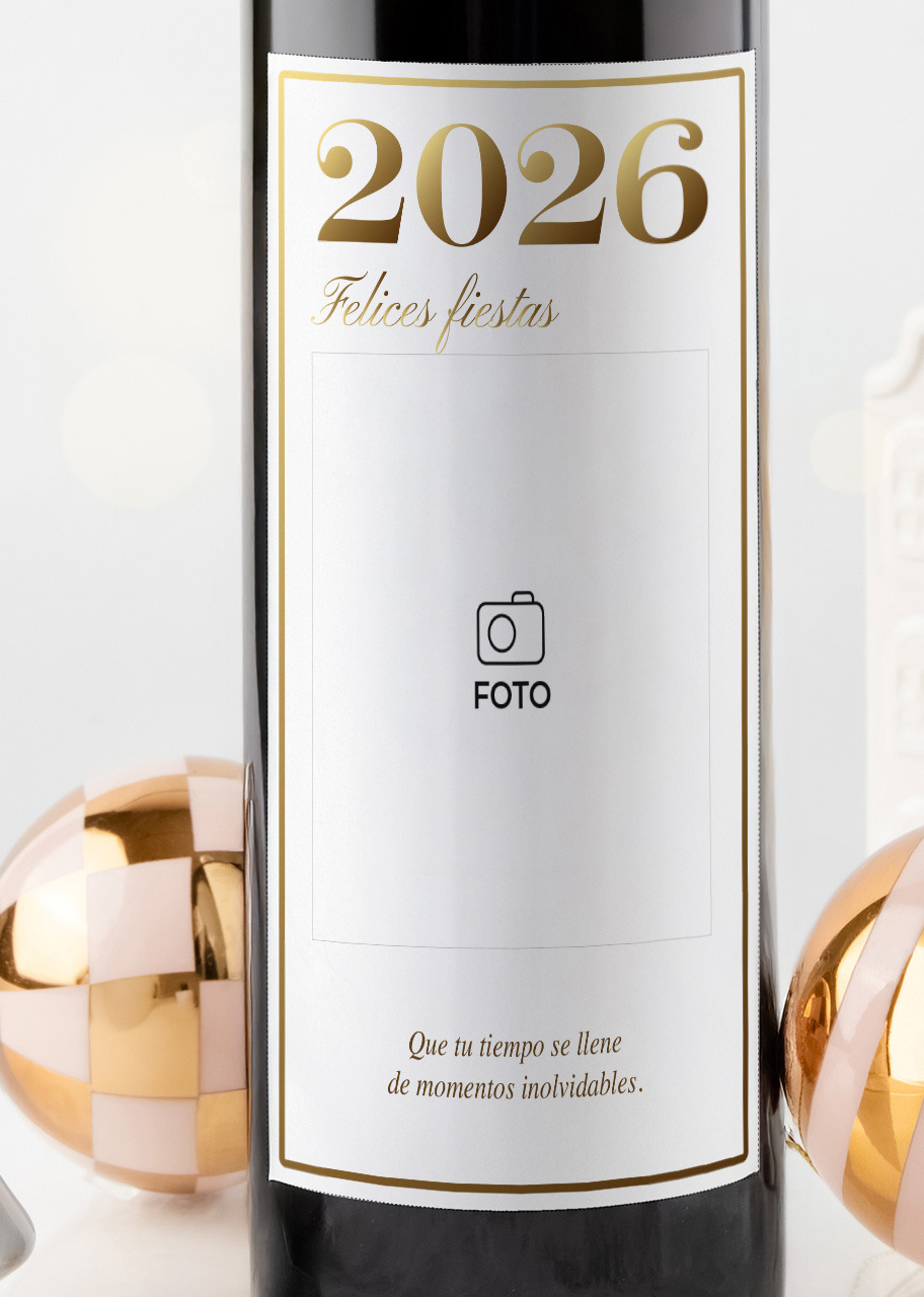 Imagen para Personaliza Vino 3V con etiqueta "Felices Fiestas 2026" - 4