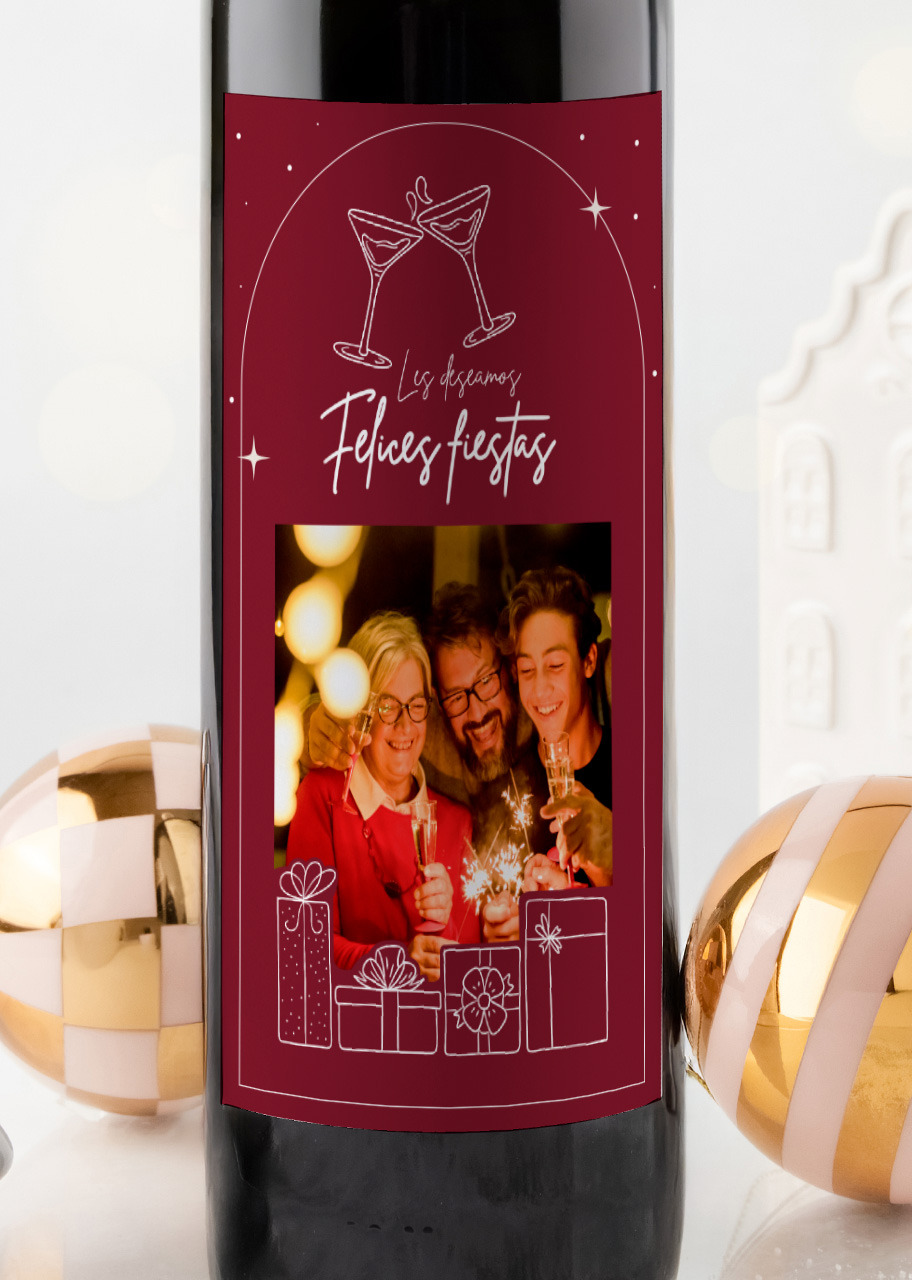 Imagen para Personaliza Vino 3V con etiqueta "Felices Fiestas" - 2