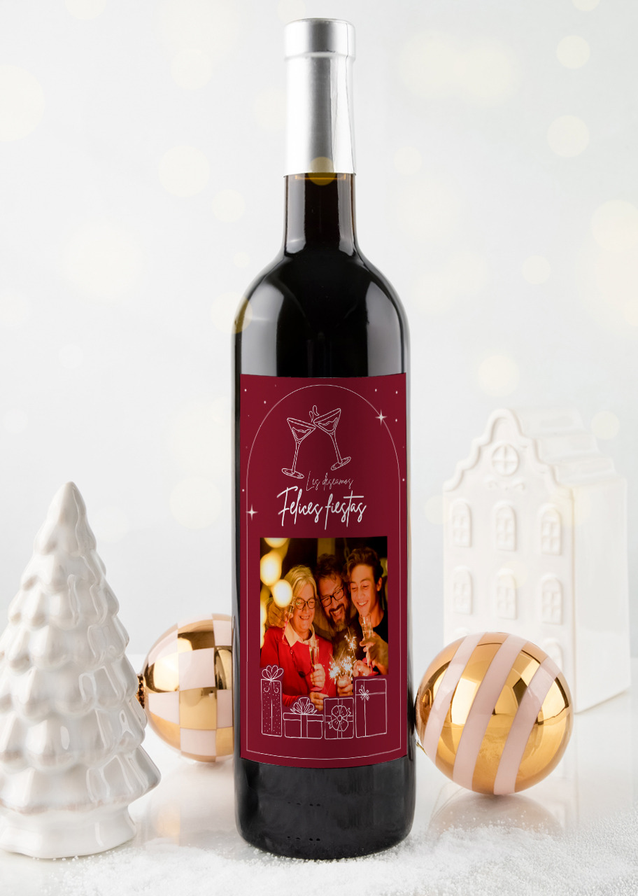 Imagen para Personaliza Vino 3V con etiqueta "Felices Fiestas" - 1
