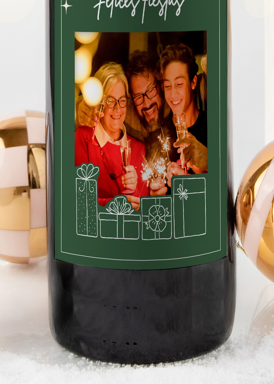Imagen para Personaliza Vino 3V con etiqueta "Felices Fiestas"  - 2