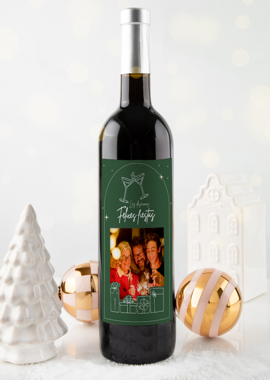 Imagen para Personaliza Vino 3V con etiqueta "Felices Fiestas"  - 1