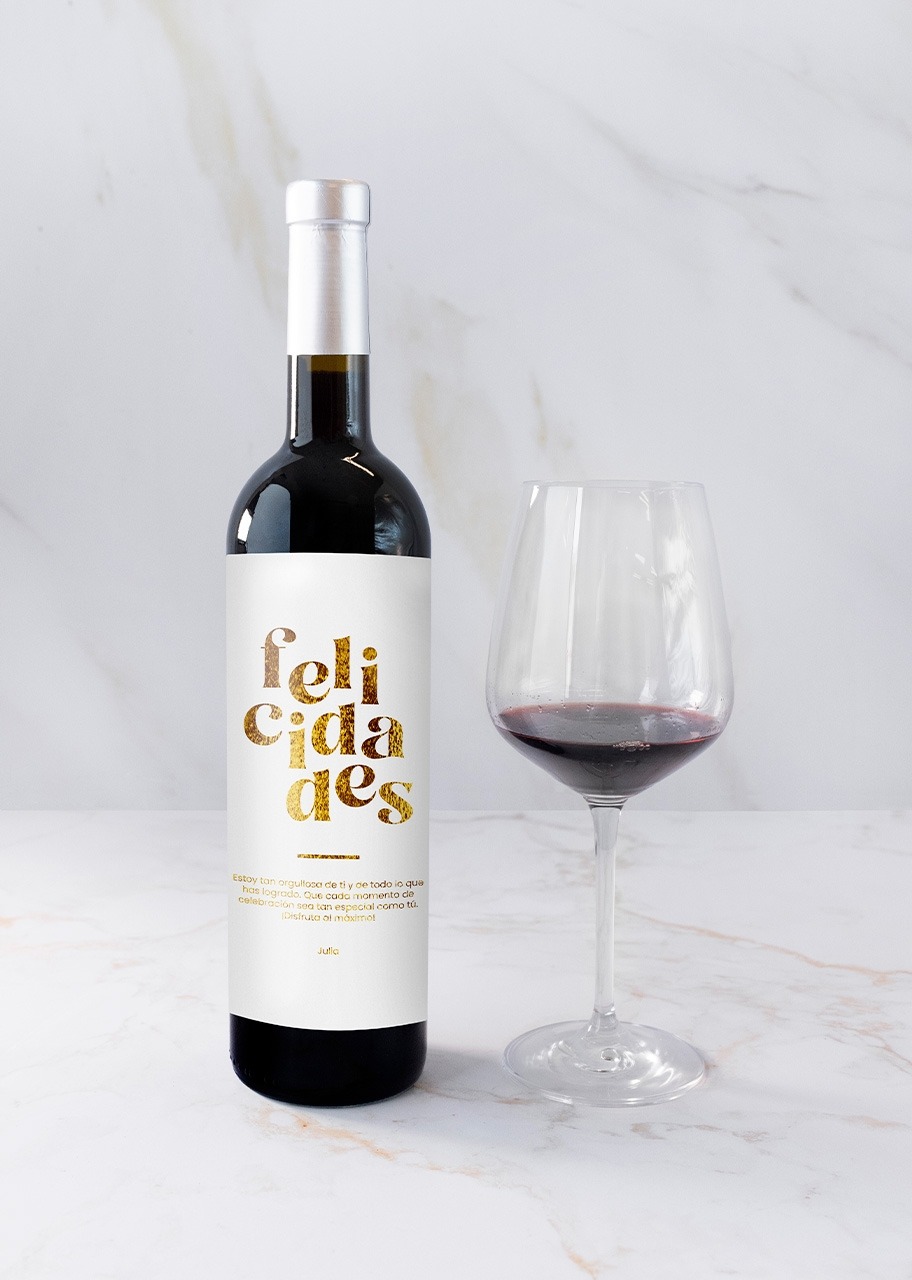 Imagen para Personaliza Vino 3V con etiqueta"Felicidades" - 3