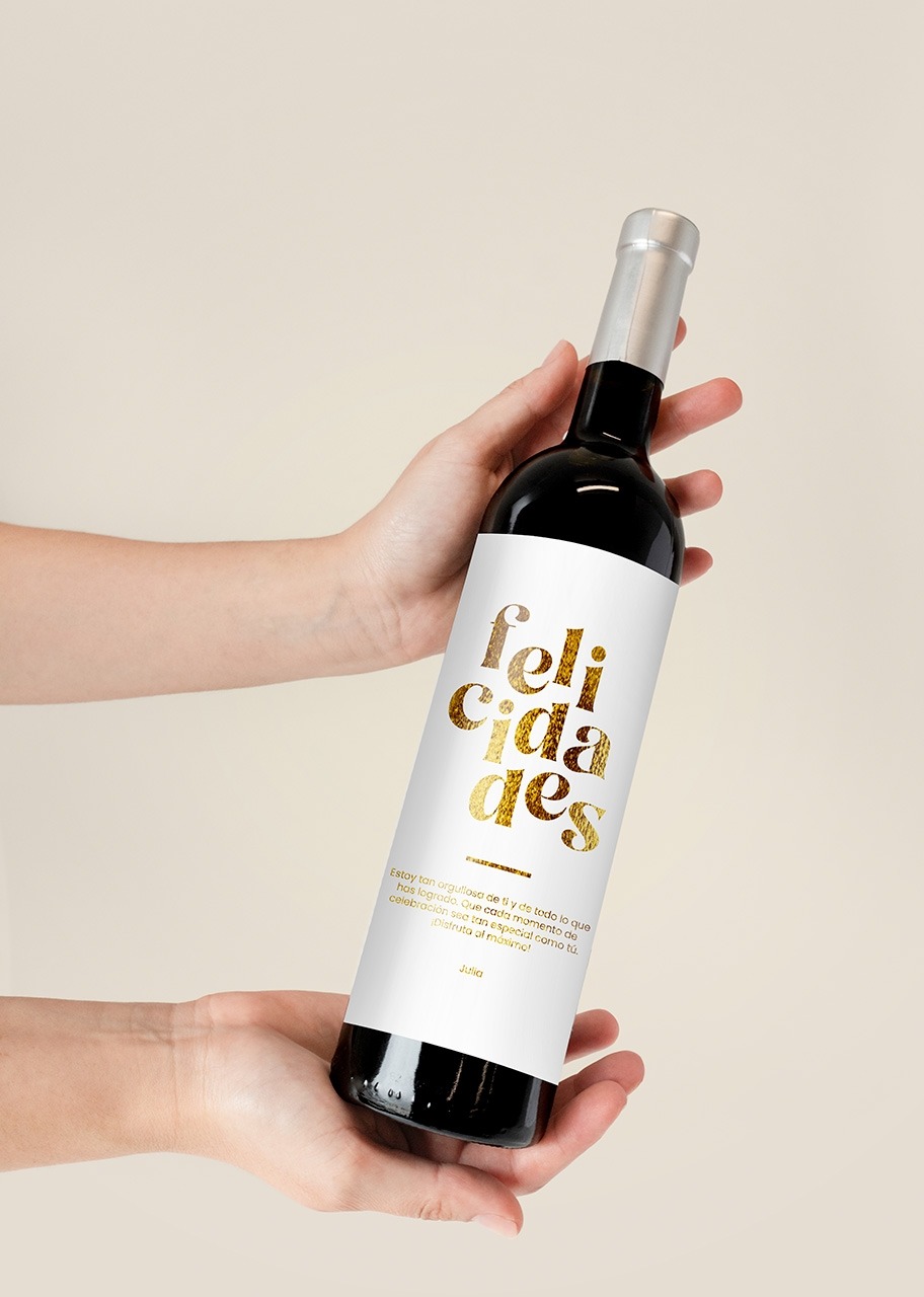 Imagen para Personaliza Vino 3V con etiqueta"Felicidades" - 2