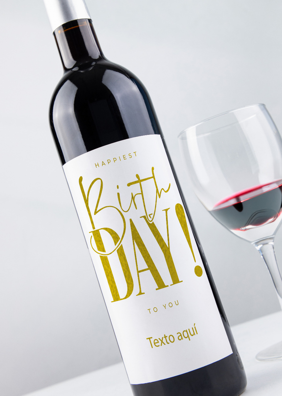 Imagen para Vino Personalizado Tinto con Etiqueta "Happiest Birthday to You" - 1