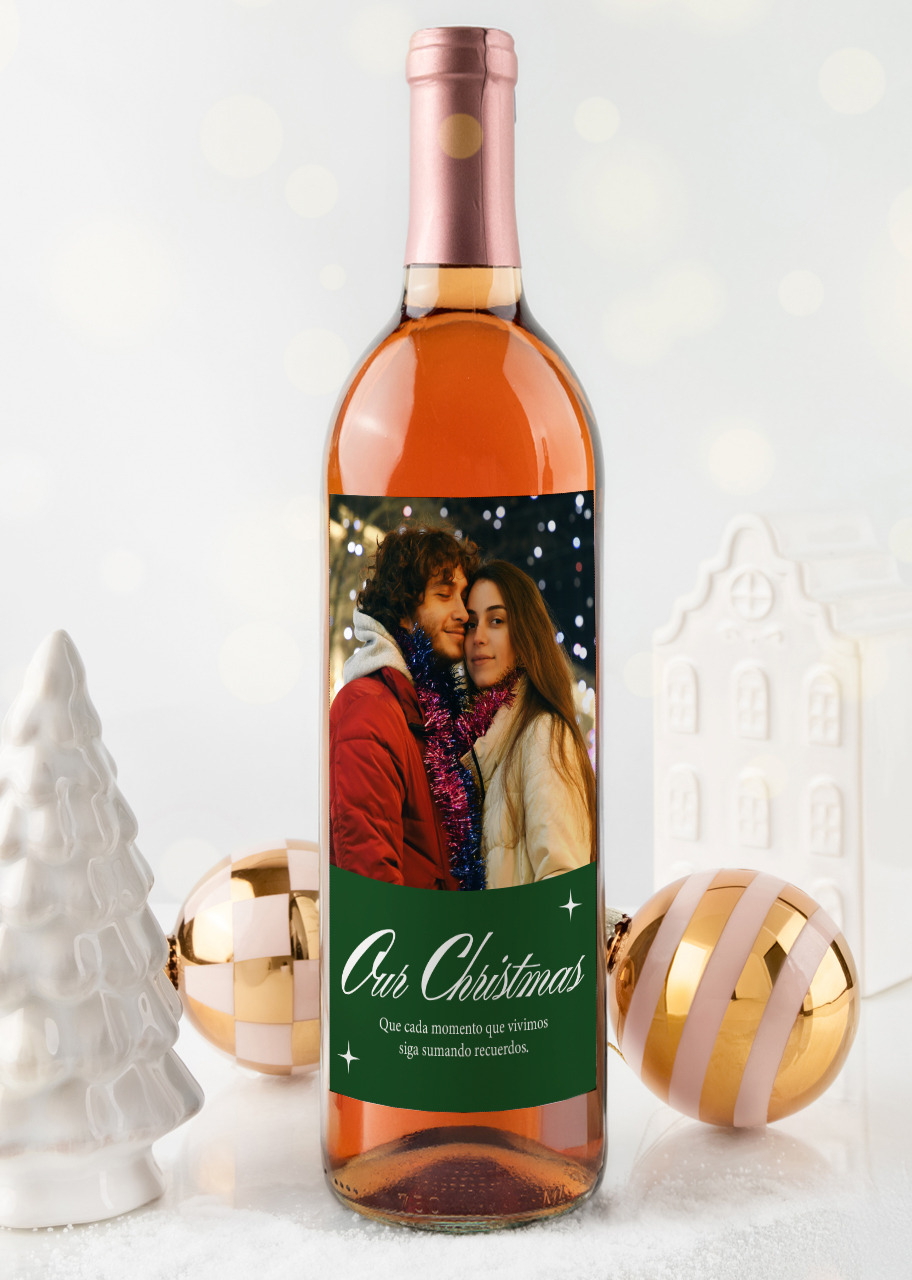 Imagen para Personaliza Vino Beringer con etiqueta "Our Christmas  (Verde)" - 1