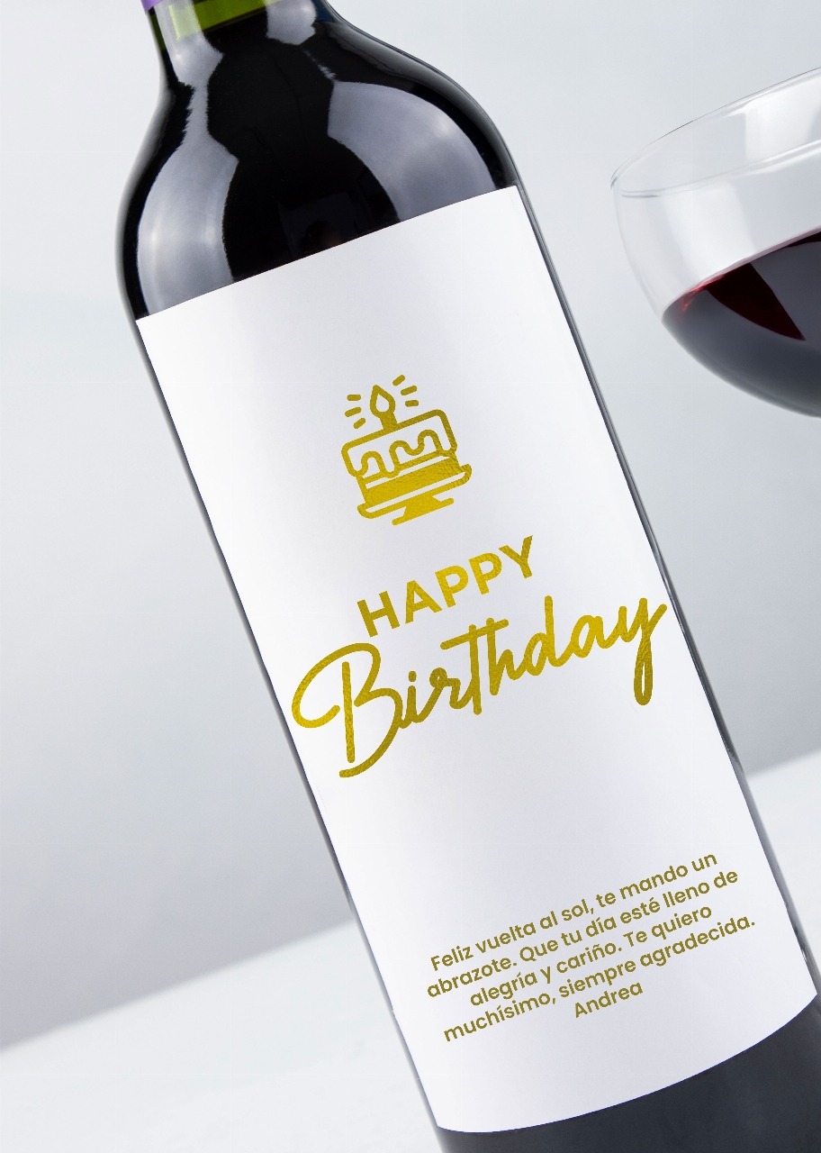 Imagen para Personaliza Vino tinto con etiqueta "Happy birthday" y botanas - 2