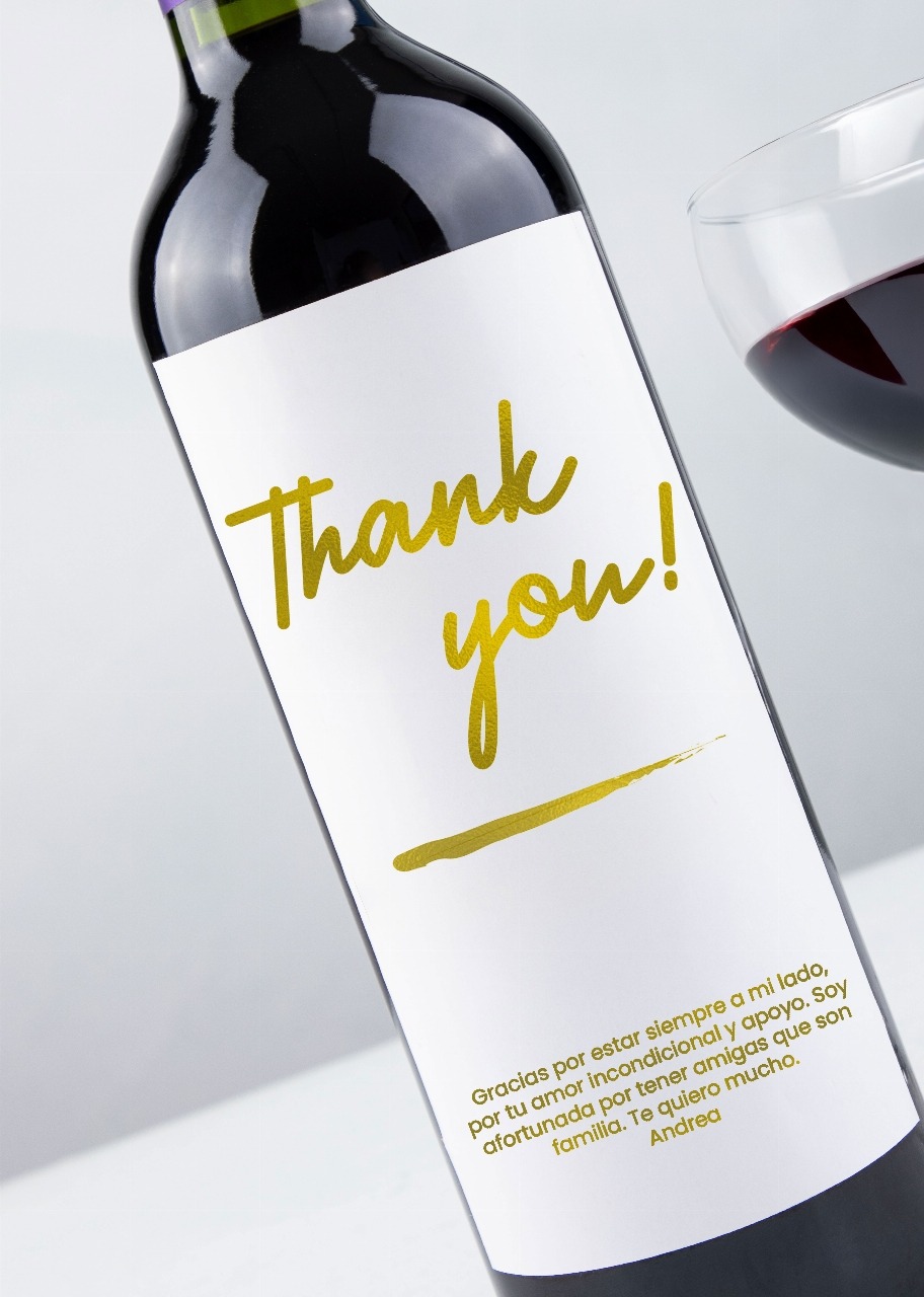 Imagen para Personaliza Vino tinto con etiqueta "Thank you" y botanas - 2