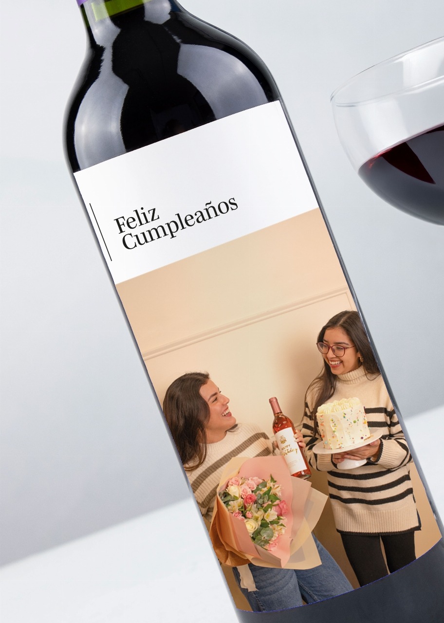 Imagen para Personaliza Vino tinto con foto y botanas - 2