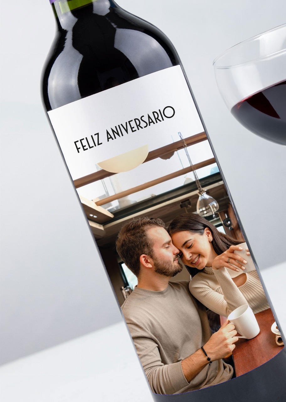 Imagen para Personaliza Vino tinto con foto y botanas - 2