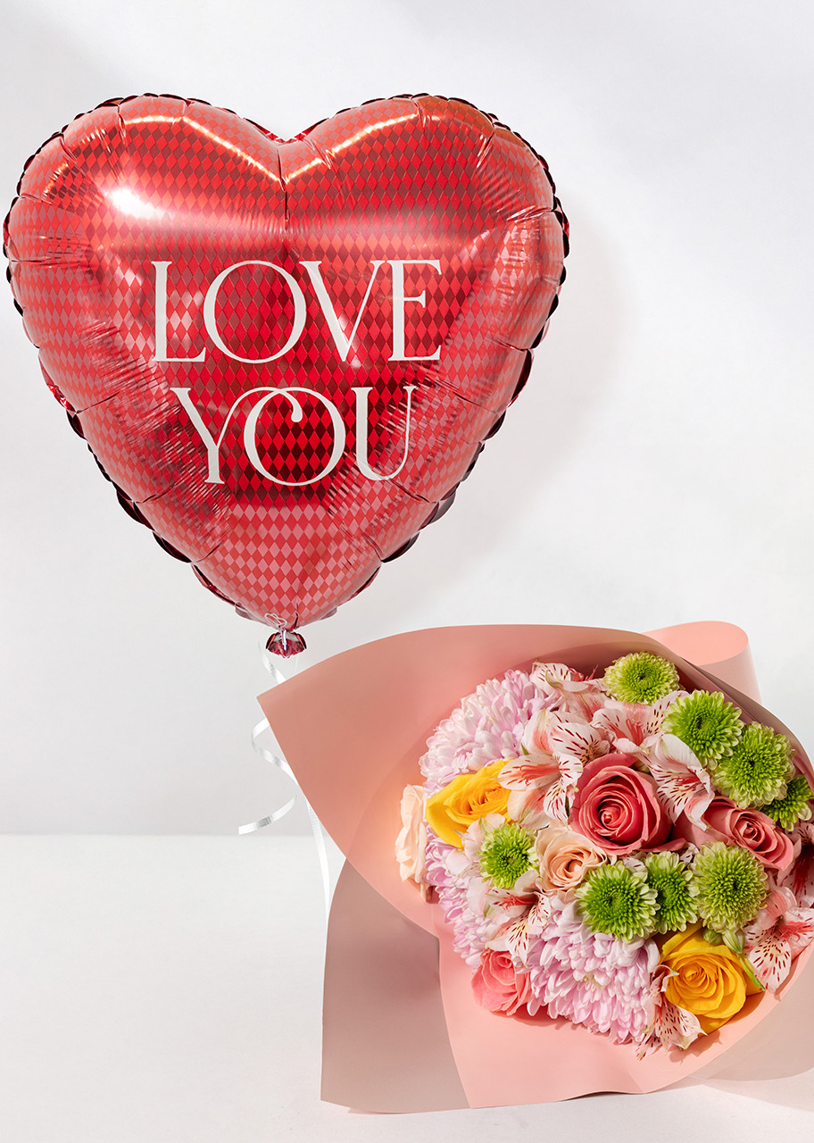 Imagen para Ramo de Rosas con Roxanne y Globo "love you" - 1