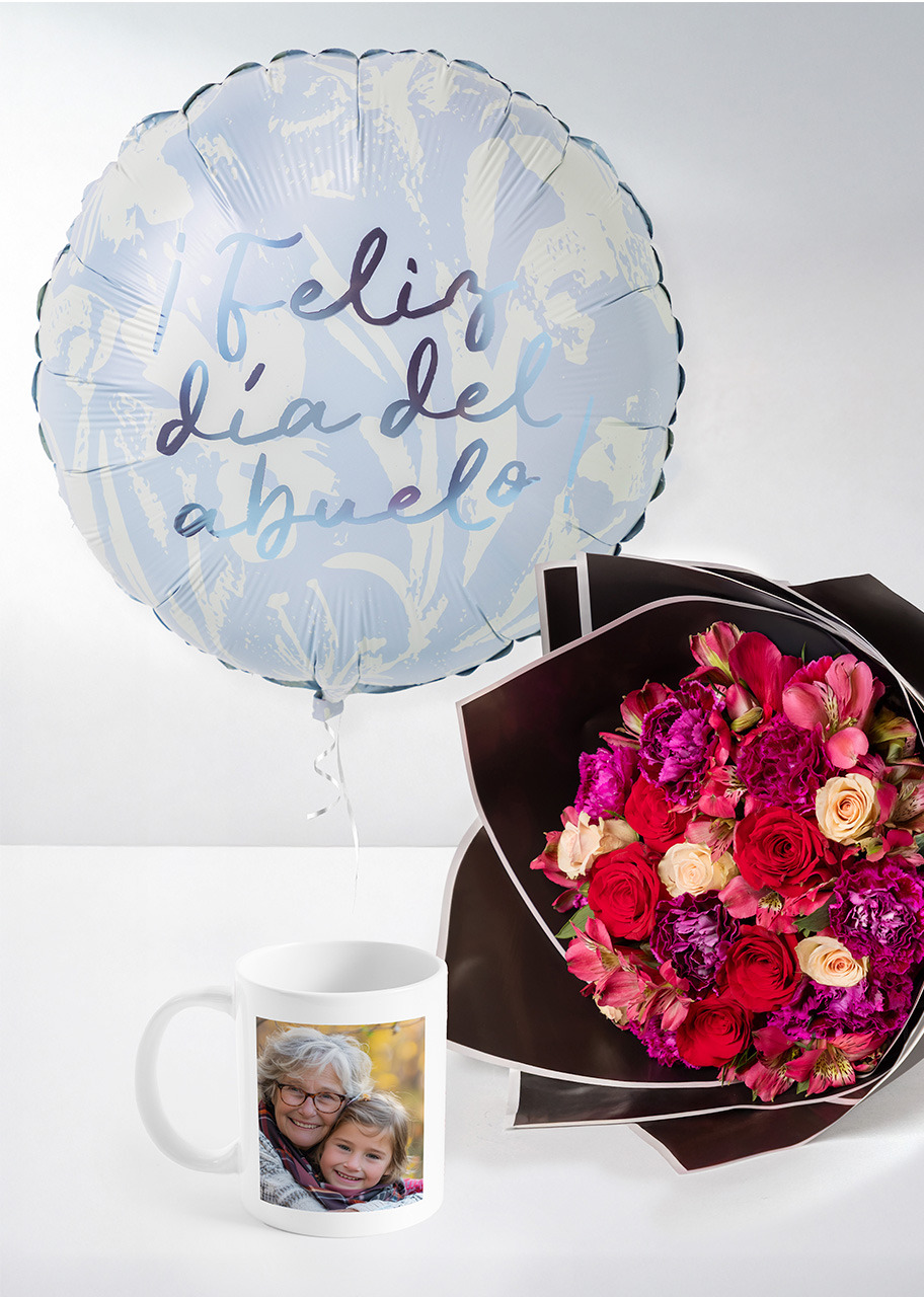 Imagen para Ramo de Rosas y Claves con Globo Abuelos y Taza Personalizada  - 1