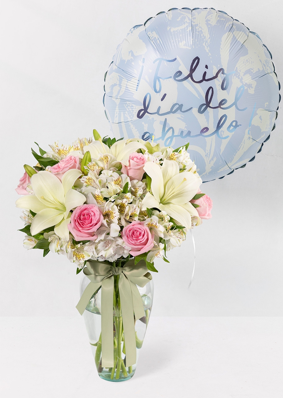 Imagen para Ternura con 6 Rosas y Lilys y Globo de Abuelos - 1