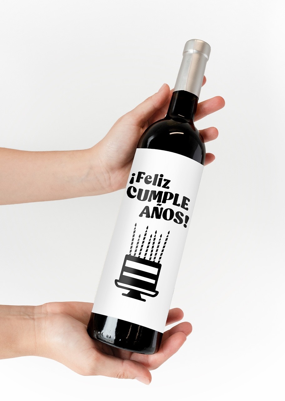 Imagen para Vino 3V con etiqueta "Feliz cumpleaños" - 2